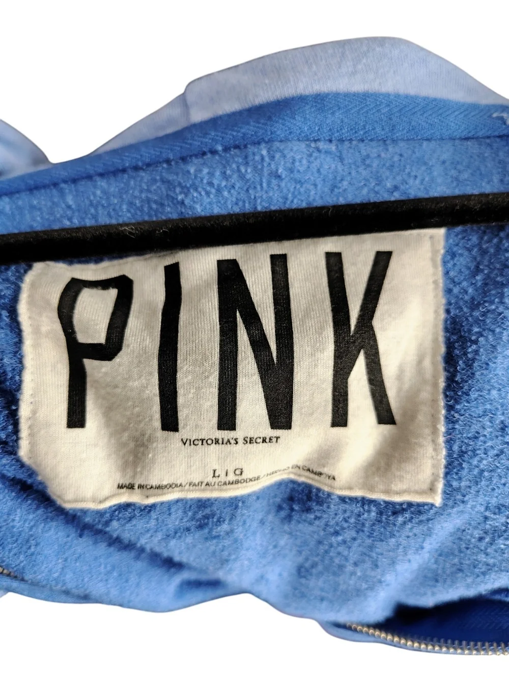 PINK Victoria's Secret by Victoria's Secret Light Blue Zip Hoodie Sweater